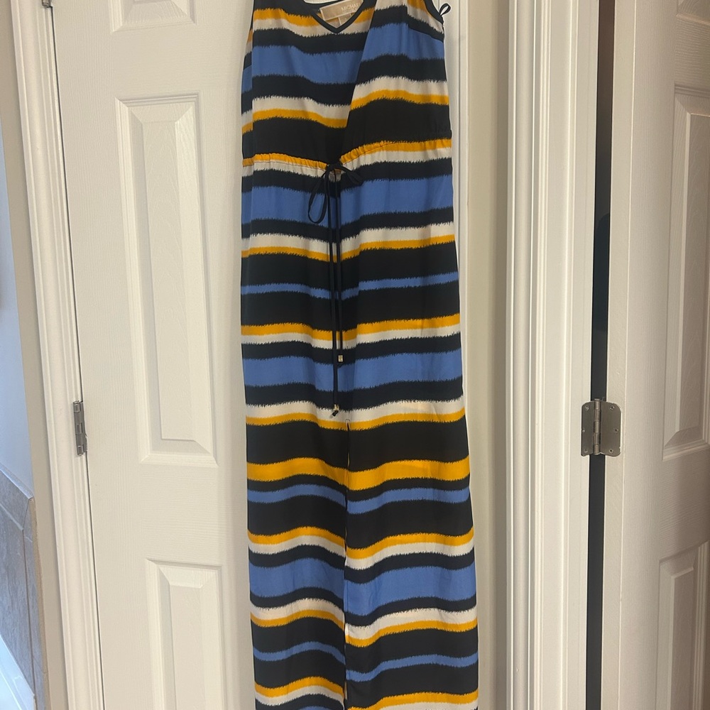 MICHAEL Michael Kors Blue and Gold Maxi Resort Dress